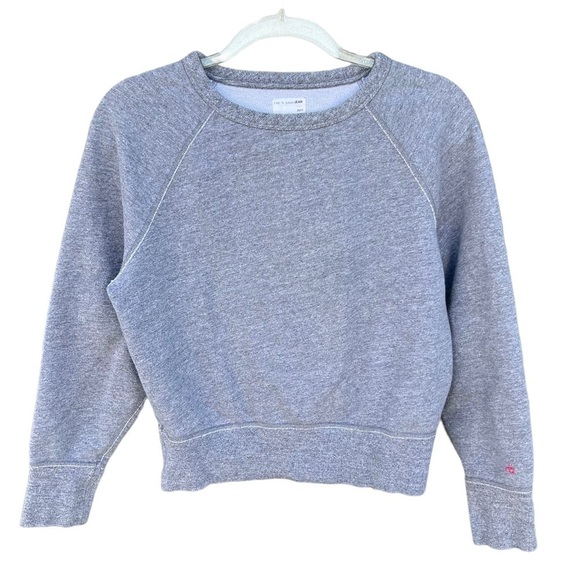 Rag & Bone The Raglan Crewneck Sweatshirt Gray Cotton Terry XS GUC - Picture 2 of 11